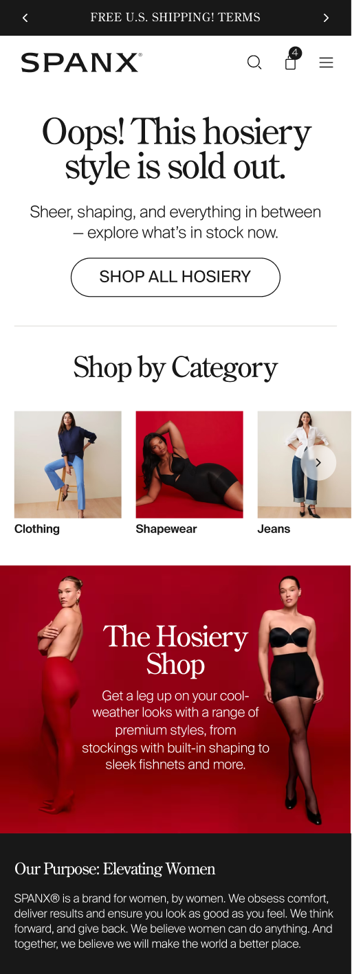Hosiery 404 page